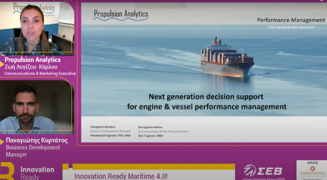 Propulsion Analytics in Innovation Ready in Maritime 4.0 event, hosted by SEV (ΣΕΒ)